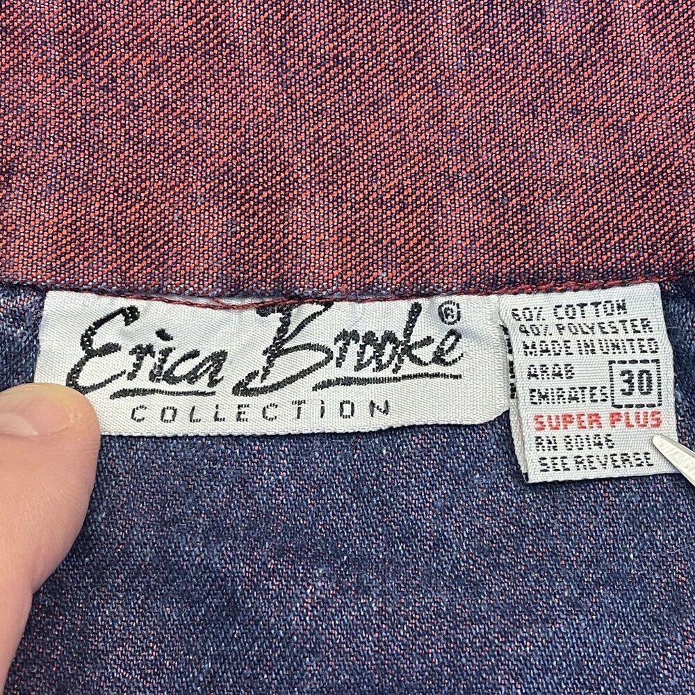 Vintage Indie Denim Skirt Womens 3X Red Irridescent Grunge Casual Modest Classic - Picture 7 of 8